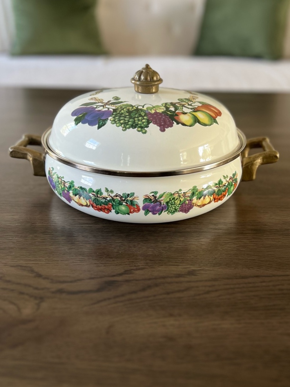 Tabletops Unlimited Kensington Garden 3 Qt Pot w Lid Fruit Vegetable Dutch Oven